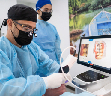 Dentist examining a man on medical tour in Jaco Costa Rica